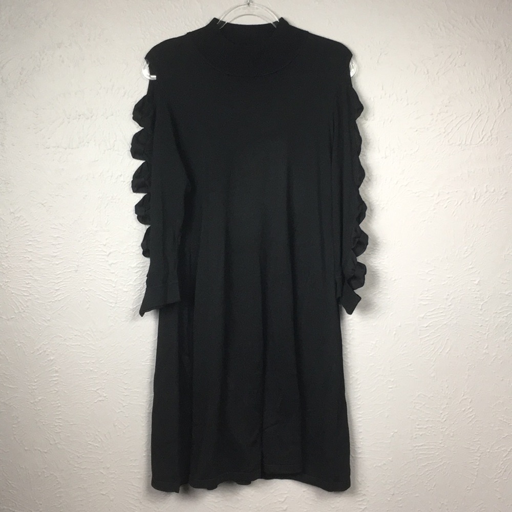 CeCe Black Bow Sleeve Mock Neck Sweater Dress XL - Picture 6 of 12